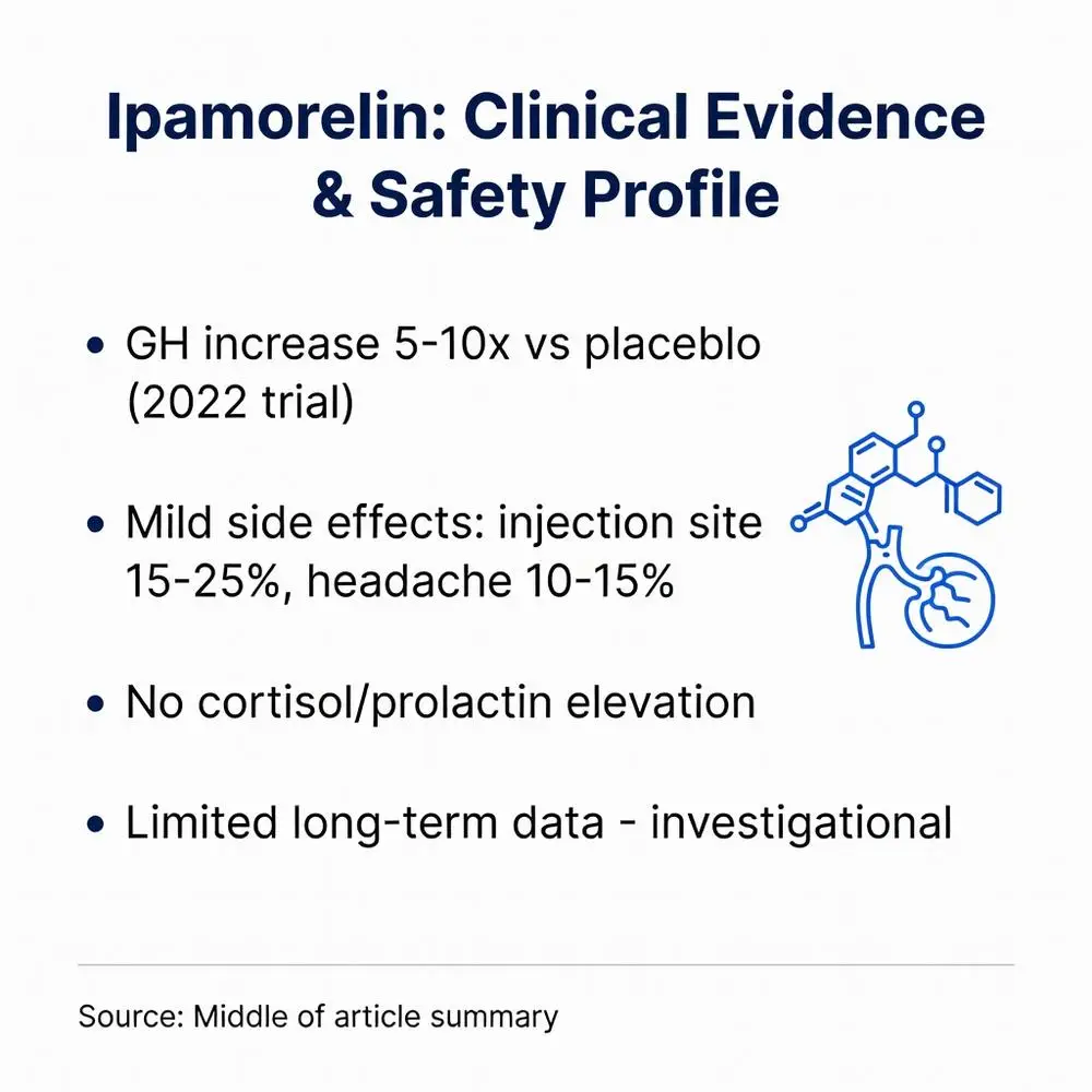 Ipamorelin Clinical Evidence and Safety Profile infographic