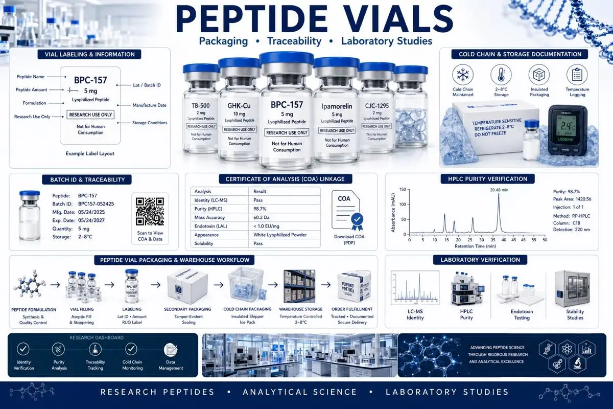 Peptide vials laboratory storage research dashboard