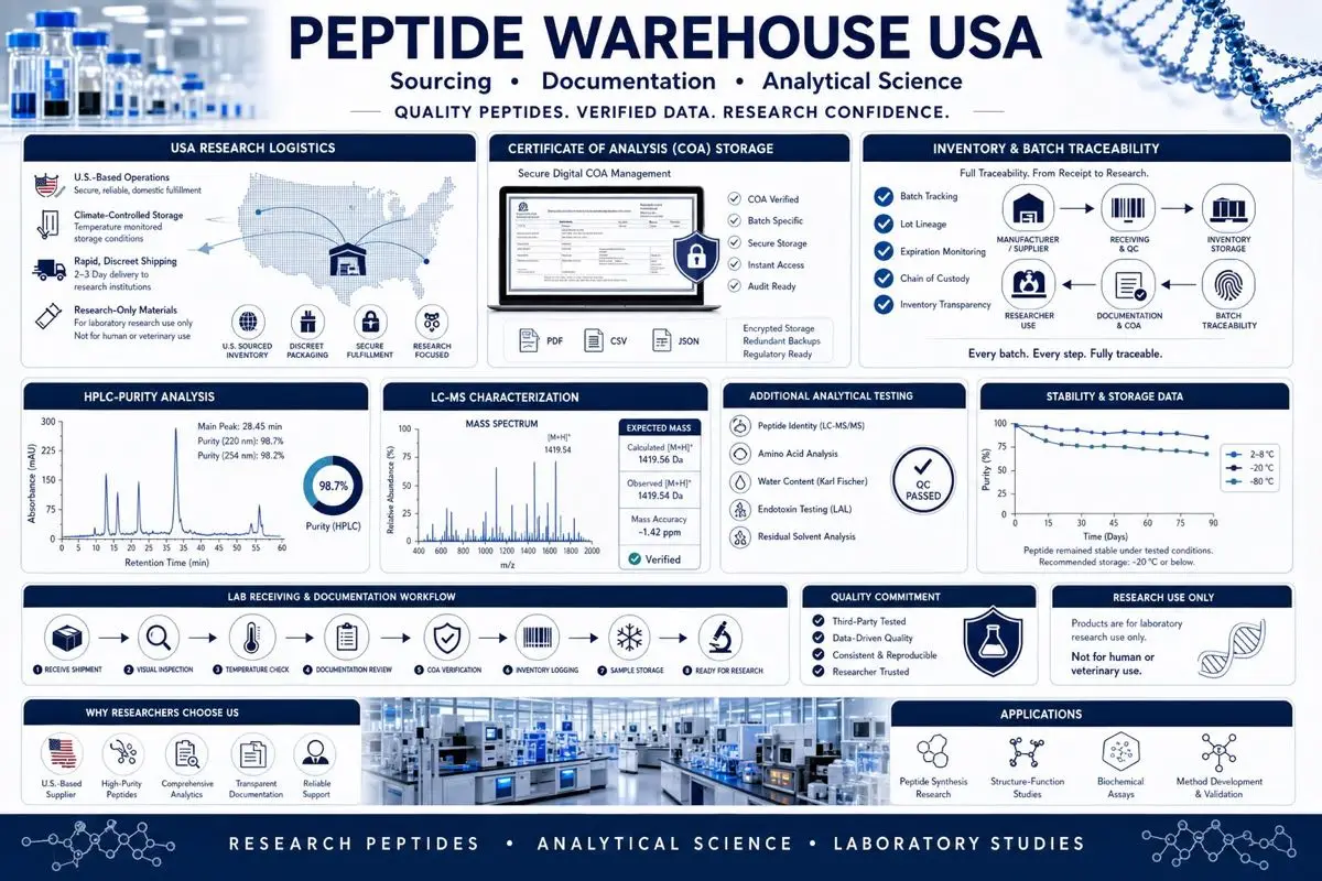 Peptide warehouse laboratory logistics research dashboard