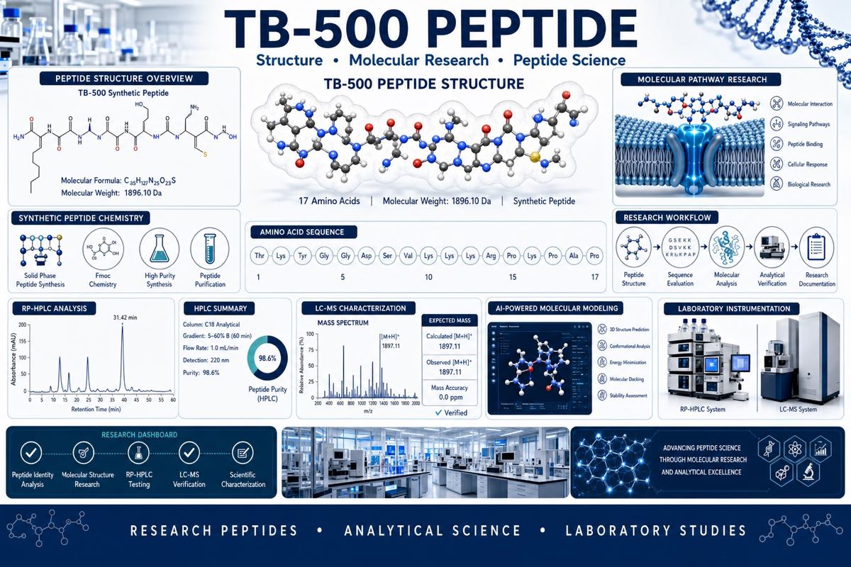 TB-500 research peptide analytical science dashboard